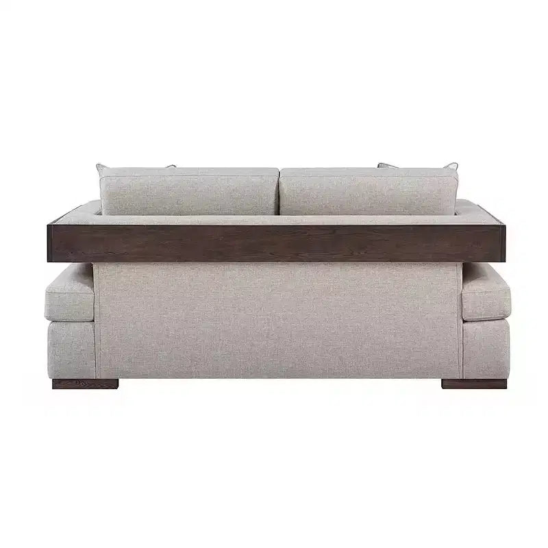 Divanetto in Tessuto con Dettagli in Noce e Cuscini Mobili – 72P x 38L x 34A in., 2 Posti