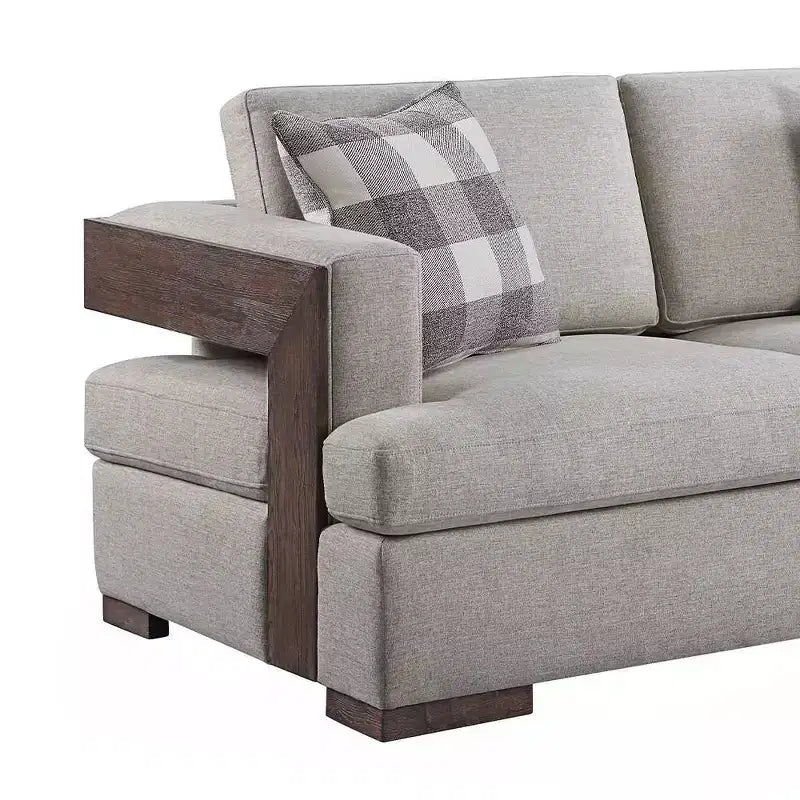 Divanetto in Tessuto con Dettagli in Noce e Cuscini Mobili – 72P x 38L x 34A in., 2 Posti