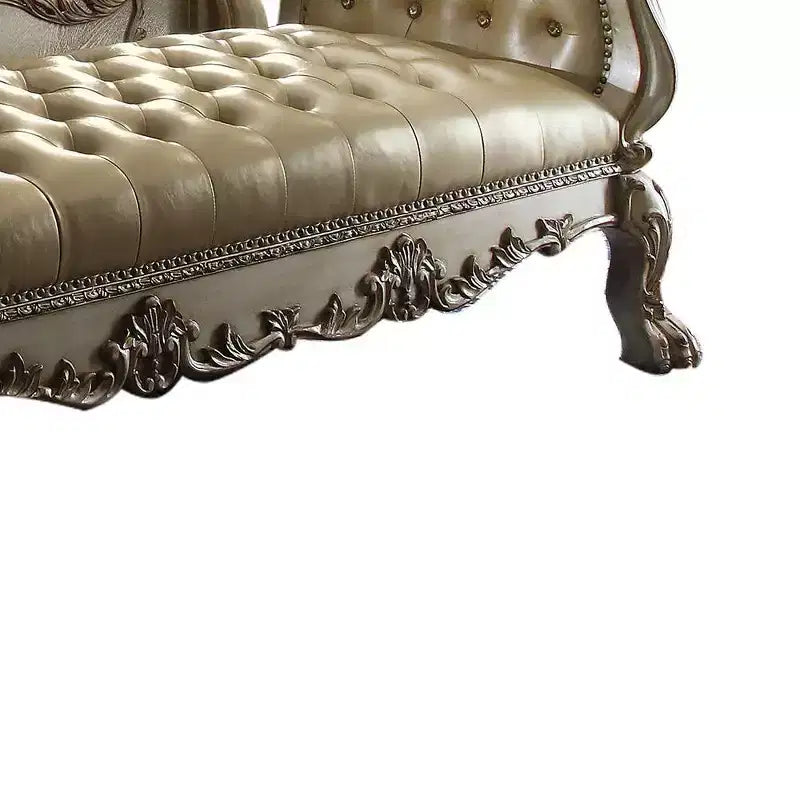Panca imbottita effetto dorato con seduta in pelle sintetica – Stile Glamour
