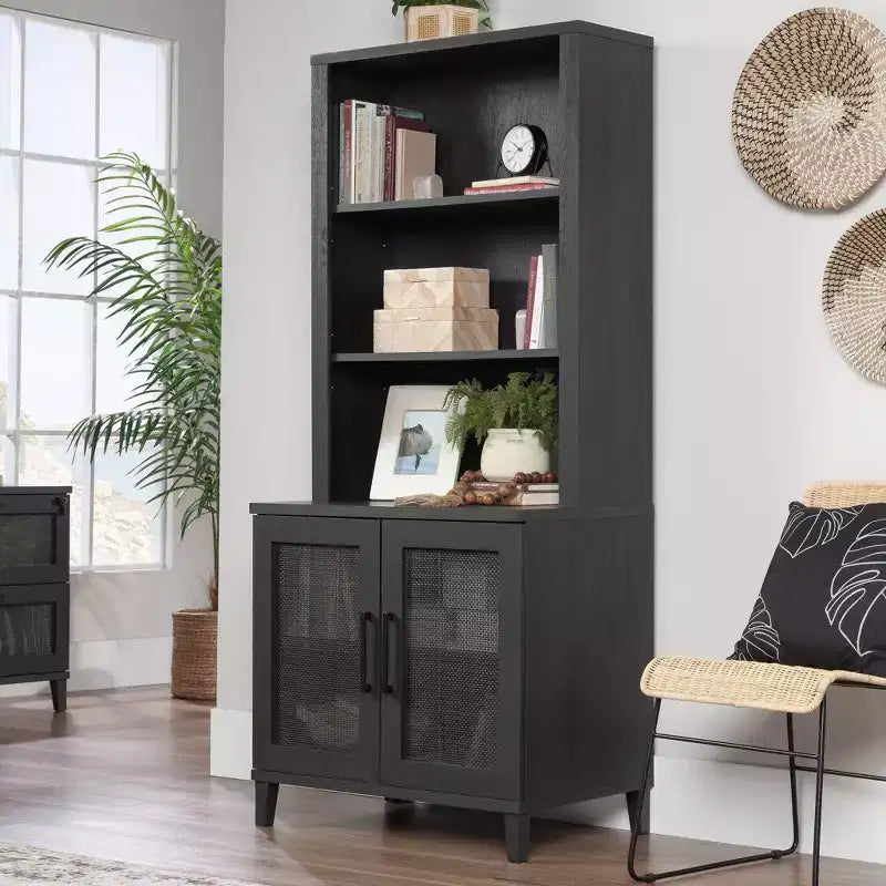 Alzatina per libreria con 2 ripiani regolabili, finitura Raven Oak, MDF con superficie laminata