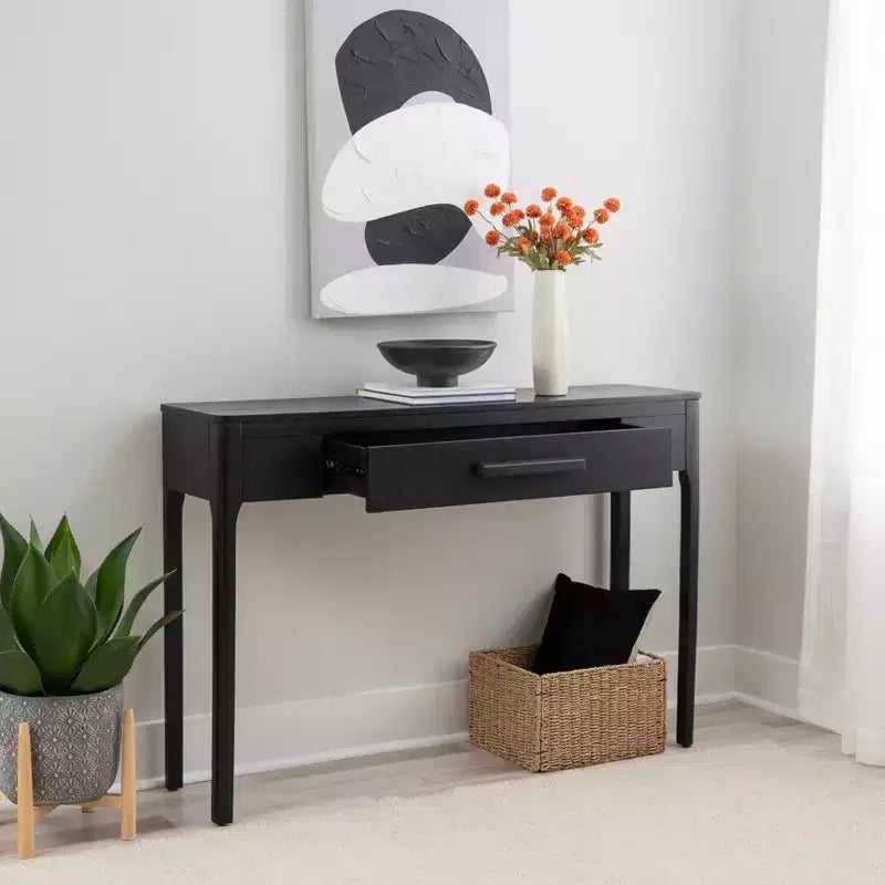Consolle in lacca nera con cassetto – 48W x 12.5D x 33H pollici