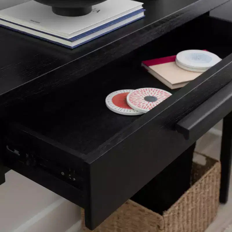 Consolle in lacca nera con cassetto – 48W x 12.5D x 33H pollici