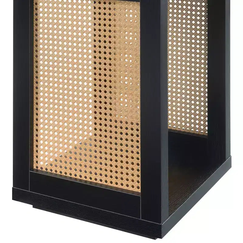 Tavolino finale a 2 livelli con ripiano in tessuto Boho – Truciolato, Nero e Beige, 39,4 L x 39,4 P x 61 A cm