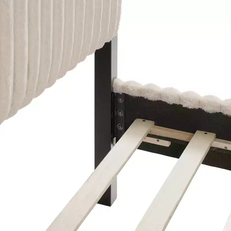 Letto matrimoniale Queen con piattaforma e testiera imbottita - Marrone chiaro