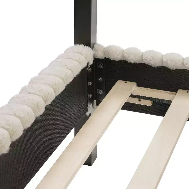 Letto matrimoniale Queen con piattaforma e testiera imbottita - Marrone chiaro