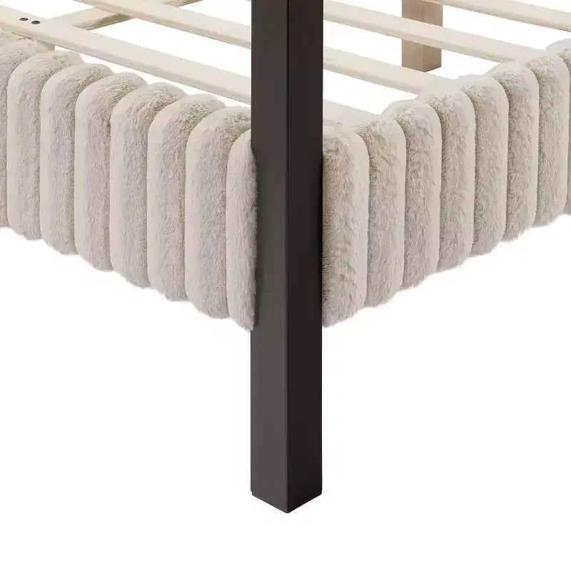 Letto matrimoniale Queen con piattaforma e testiera imbottita - Marrone chiaro