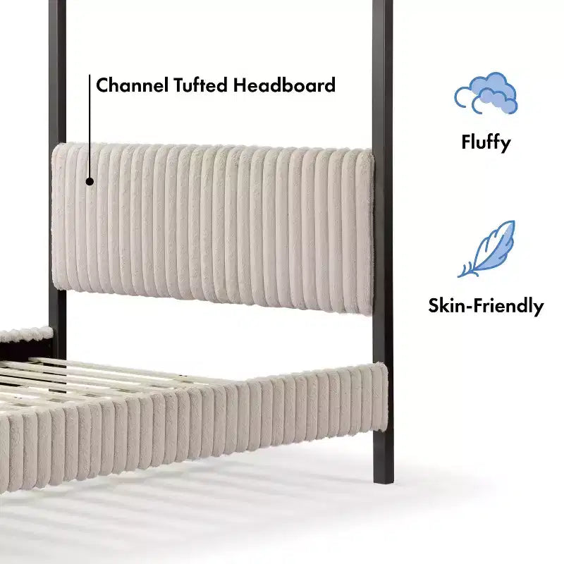 Letto matrimoniale Queen con piattaforma e testiera imbottita - Marrone chiaro