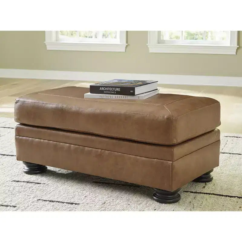 Pouf Tradizionale in Pelle, Caramello