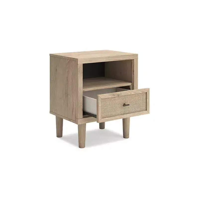 Comodino Moderno con Ricarica USB, Marrone Bicolore