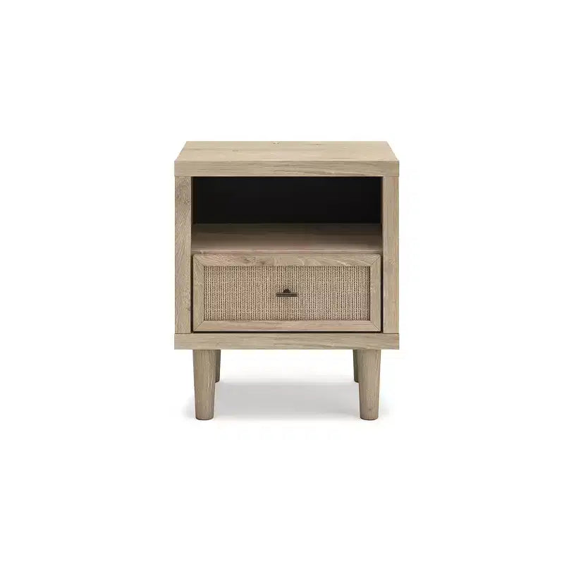 Comodino Moderno con Ricarica USB, Marrone Bicolore