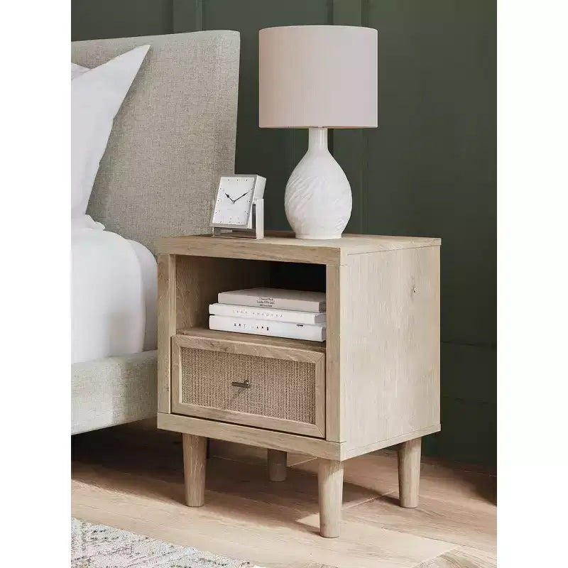 Comodino Moderno con Ricarica USB, Marrone Bicolore