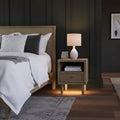 Comodino Moderno con Ricarica USB, Marrone Bicolore