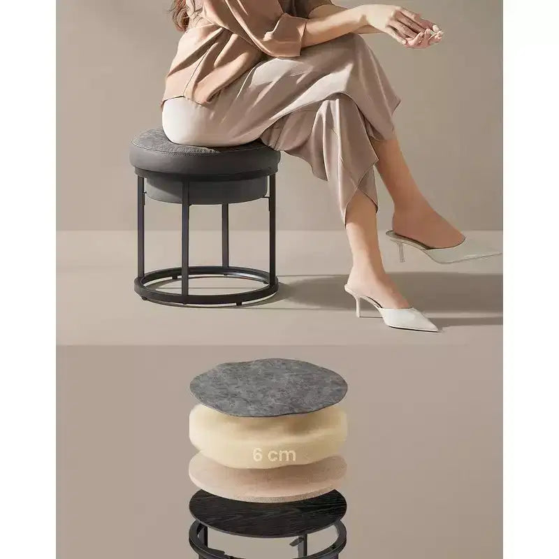Pouf contenitore rotondo con coperchio reversibile in similpelle