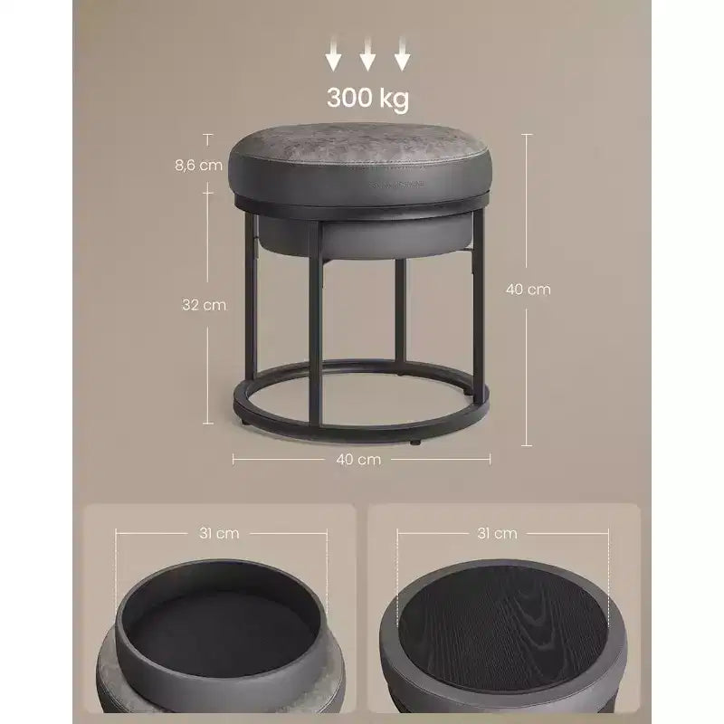 Pouf contenitore rotondo con coperchio reversibile in similpelle