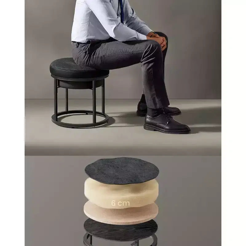 Pouf contenitore rotondo con coperchio reversibile in similpelle
