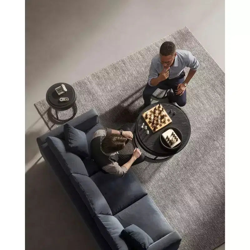 Pouf contenitore rotondo con coperchio reversibile in similpelle