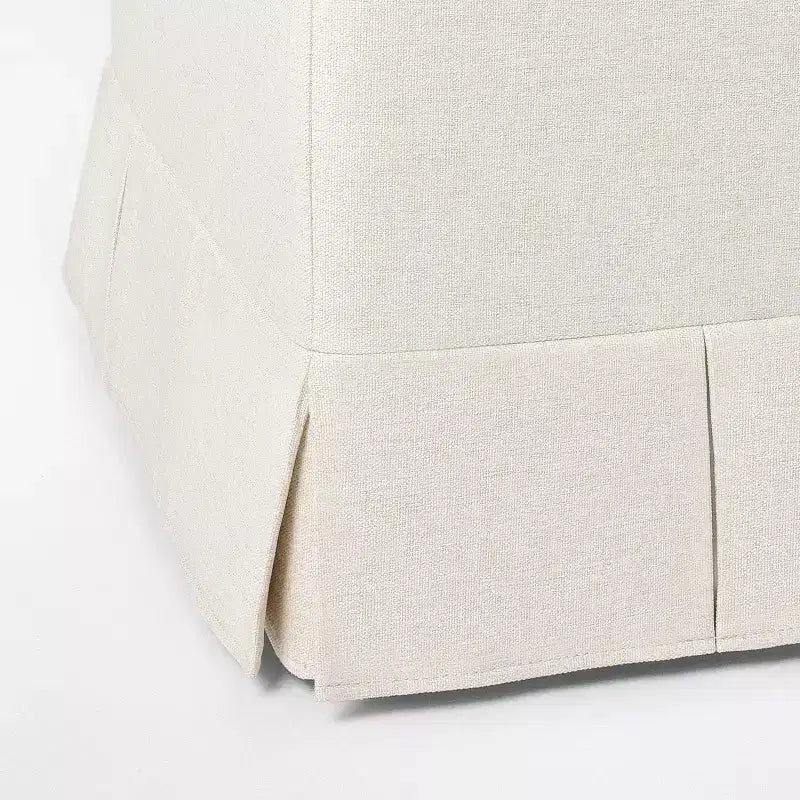 Pouf Rivestito Rettangolare con Pieghe a Scatola, Poliestere, Struttura in Compensato, 47 x 68 x 50.5 cm