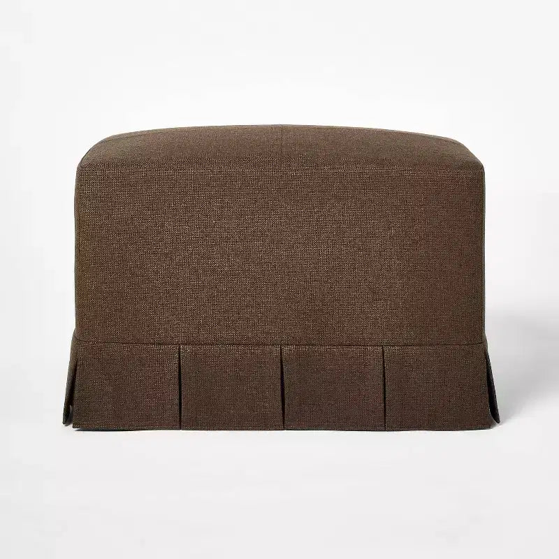 Pouf Rivestito Rettangolare con Pieghe a Scatola, Poliestere, Struttura in Compensato, 47 x 68 x 50.5 cm