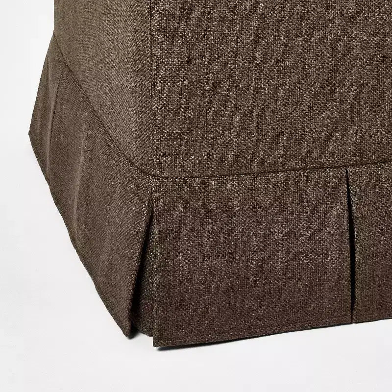 Pouf Rivestito Rettangolare con Pieghe a Scatola, Poliestere, Struttura in Compensato, 47 x 68 x 50.5 cm