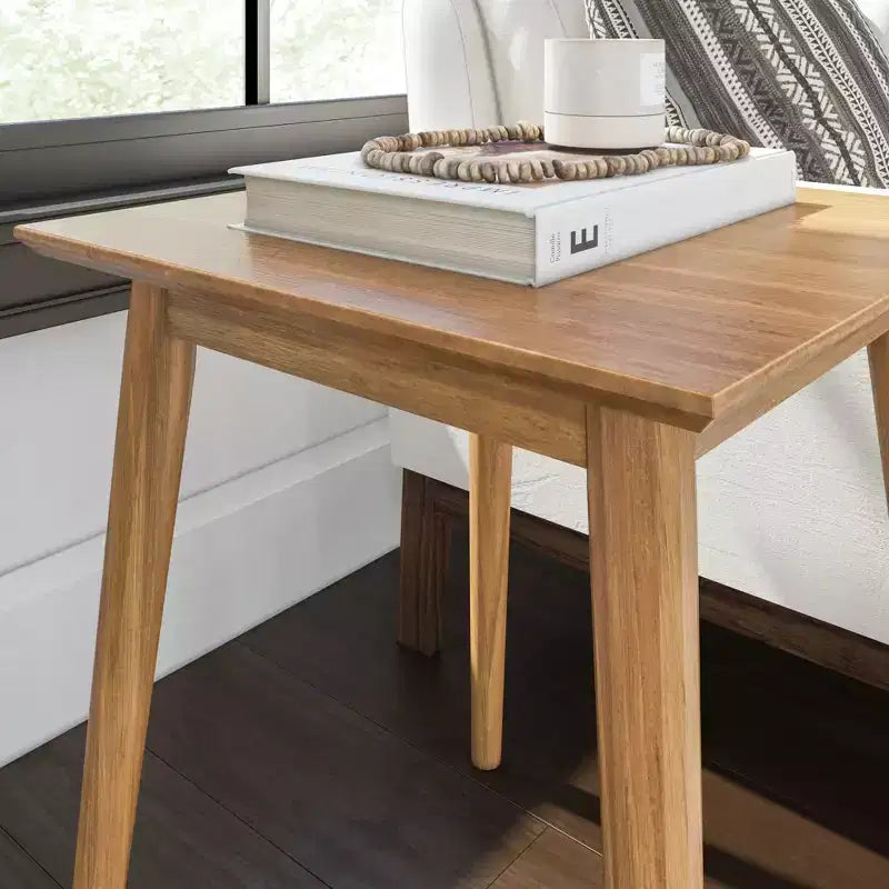 Tavolino da salotto quadrato in legno massello di pino da 50 cm, stile moderno di metà secolo, finitura a basso VOC, alto 60 cm
