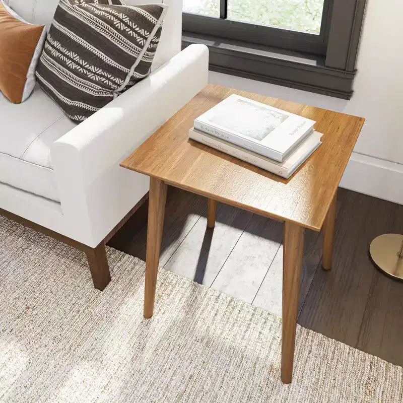 Tavolino da salotto quadrato in legno massello di pino da 50 cm, stile moderno di metà secolo, finitura a basso VOC, alto 60 cm