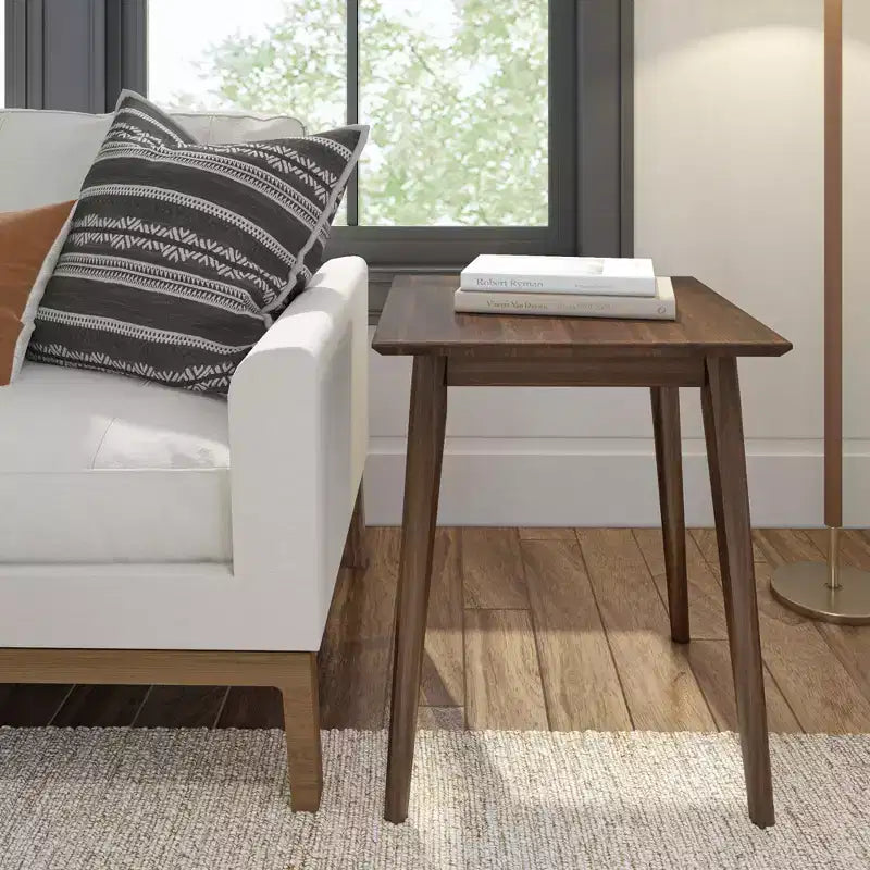 Tavolino da salotto quadrato in legno massello di pino da 50 cm, stile moderno di metà secolo, finitura a basso VOC, alto 60 cm