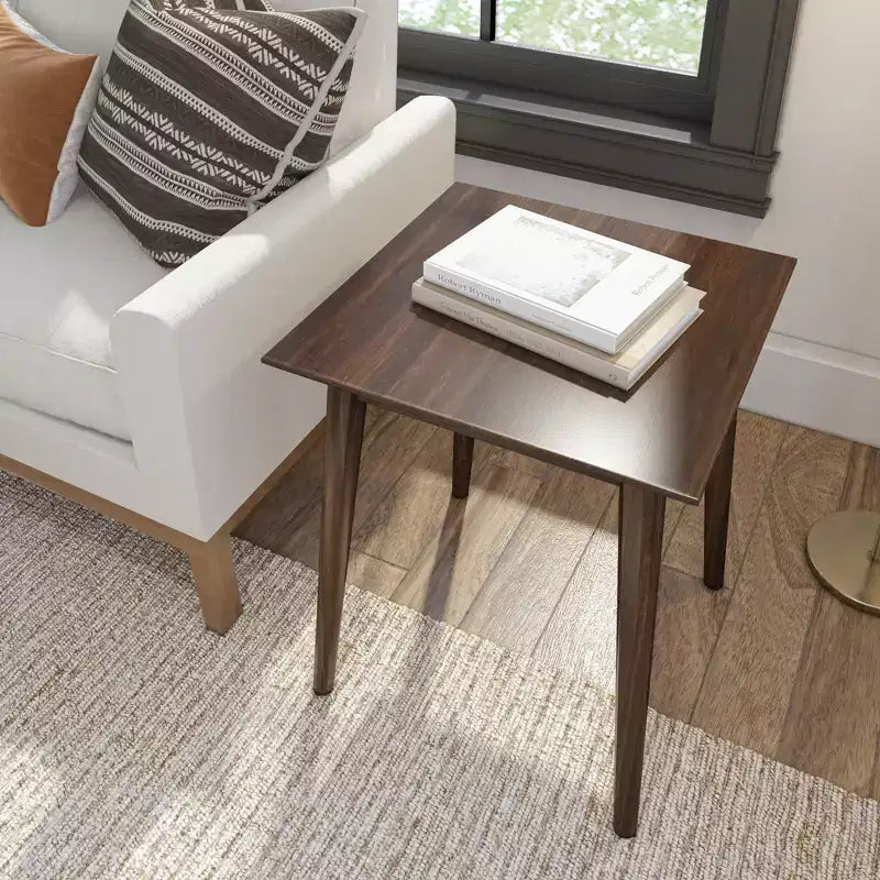 Tavolino da salotto quadrato in legno massello di pino da 50 cm, stile moderno di metà secolo, finitura a basso VOC, alto 60 cm