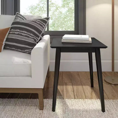 Tavolino da salotto quadrato in legno massello di pino da 50 cm, stile moderno di metà secolo, finitura a basso VOC, alto 60 cm