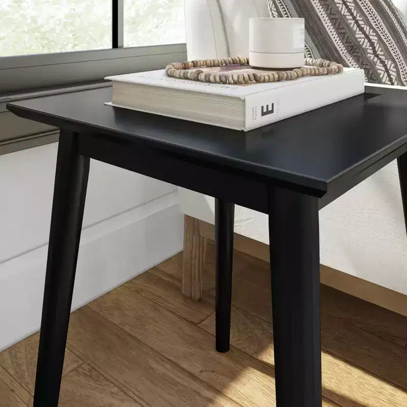 Tavolino da salotto quadrato in legno massello di pino da 50 cm, stile moderno di metà secolo, finitura a basso VOC, alto 60 cm