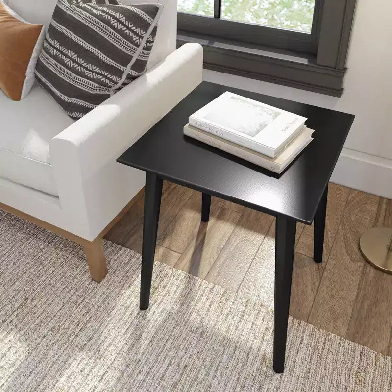 Tavolino da salotto quadrato in legno massello di pino da 50 cm, stile moderno di metà secolo, finitura a basso VOC, alto 60 cm