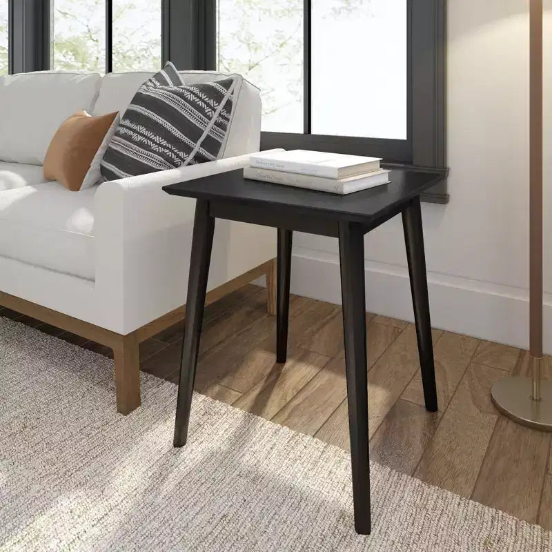 Tavolino da salotto quadrato in legno massello di pino da 50 cm, stile moderno di metà secolo, finitura a basso VOC, alto 60 cm