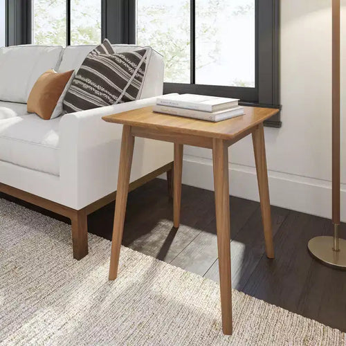 Plank+Beam 20 Mid Century Modern Rectangular Side Table, Solid Wood End Table for Living Room