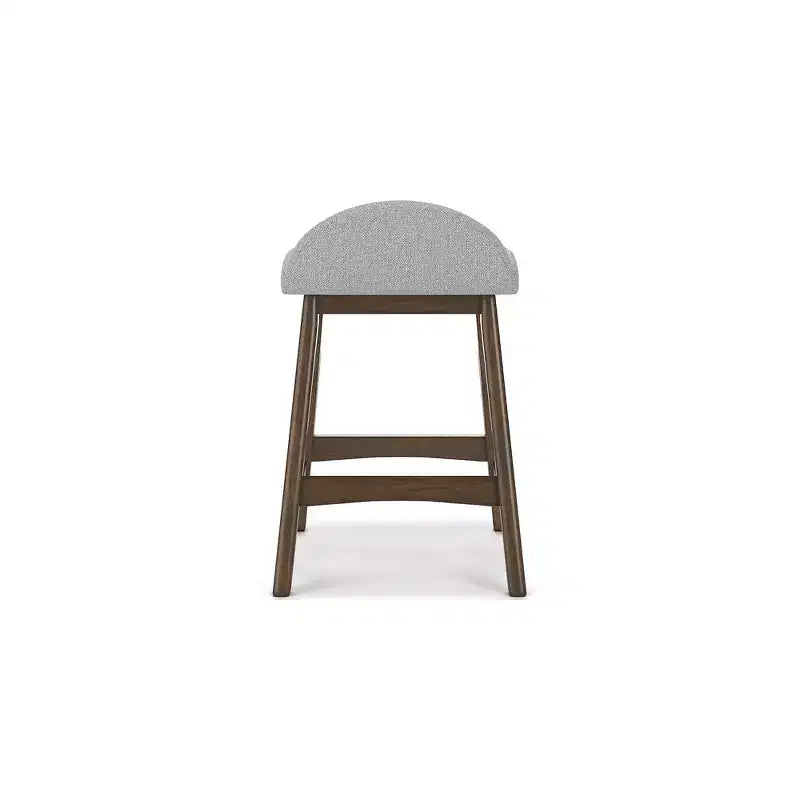 Sgabello da bar imbottito altezza bancone con cuscino in schiuma, struttura in legno massello, poliestere grigio chiaro, set da 2 pezzi
