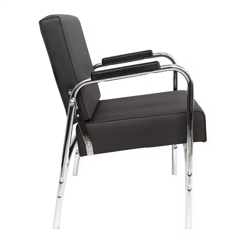 Poltrona lavatesta professionale reclinabile automaticamente in vinile con struttura in acciaio inossidabile, grigia