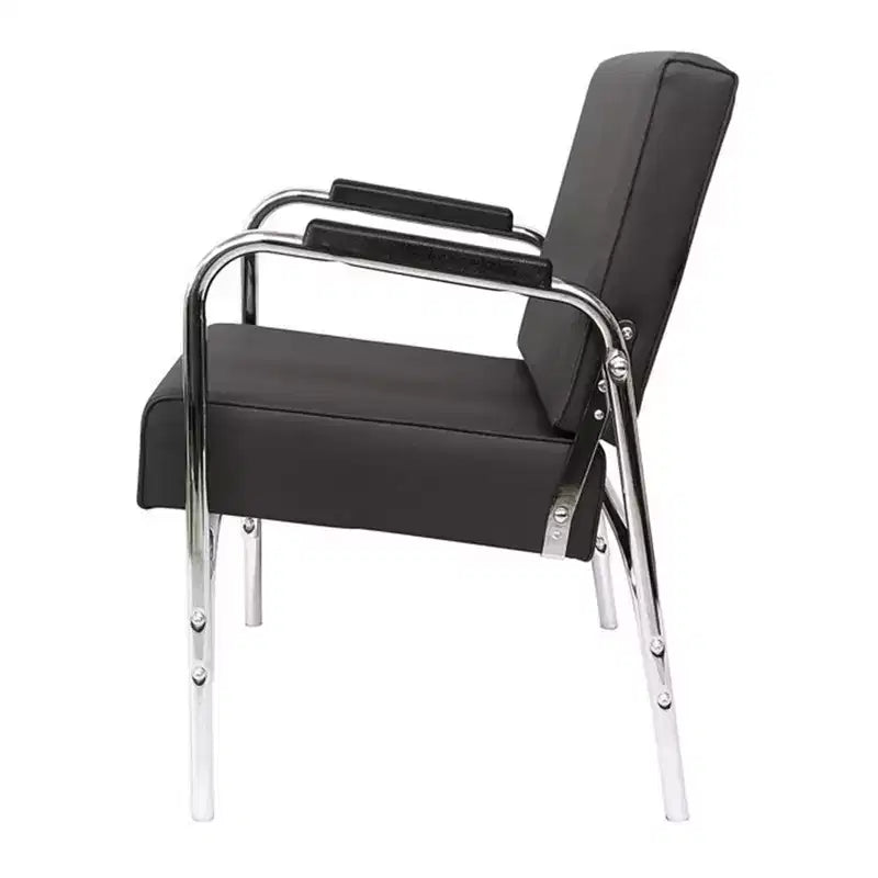 Poltrona lavatesta professionale reclinabile automaticamente in vinile con struttura in acciaio inossidabile, grigia