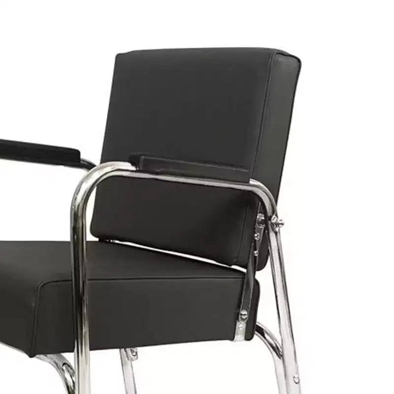 Poltrona lavatesta professionale reclinabile automaticamente in vinile con struttura in acciaio inossidabile, grigia