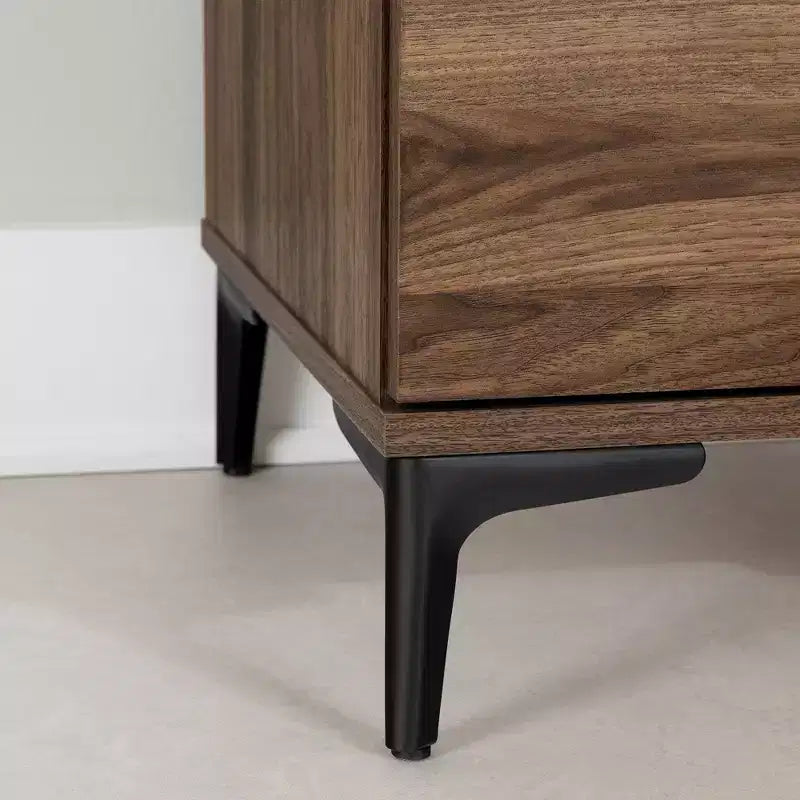 Comodino con 2 cassetti, gambe in metallo e ripiano in laminato di legno, 42,5 x 43 x 59,5 cm