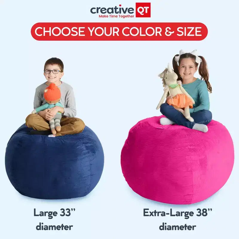 Grande custodia da 33 pollici in velluto a coste fucsia per animali di peluche e giocattoli, per bambini dai 3 ai 9 anni