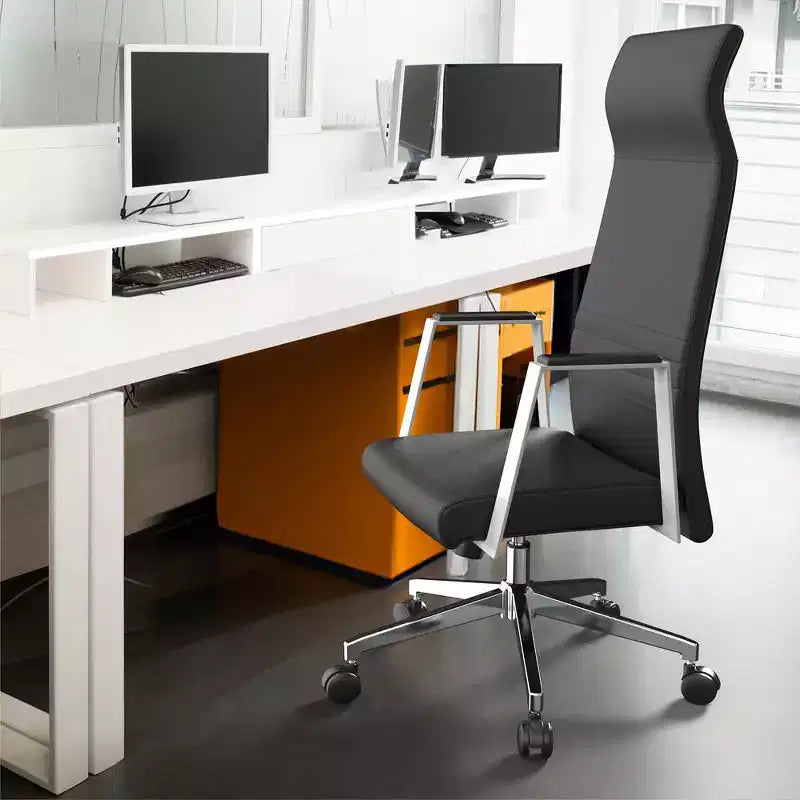 Sedia da ufficio ergonomica con schienale alto, supporto lombare, schienale in rete, girevole e regolabile in altezza