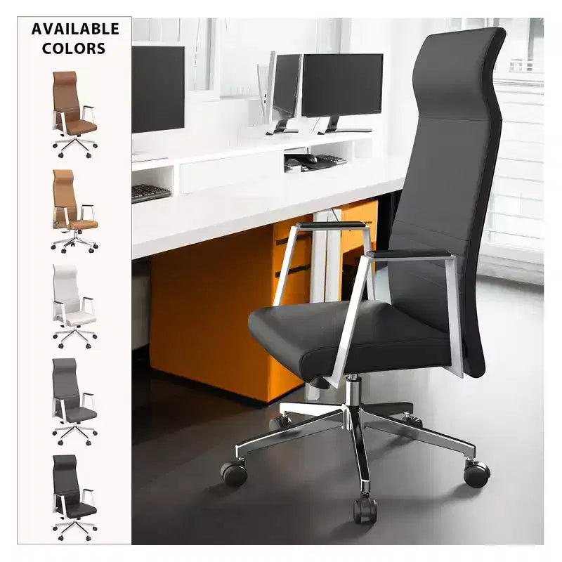 Sedia da ufficio ergonomica con schienale alto, supporto lombare, schienale in rete, girevole e regolabile in altezza