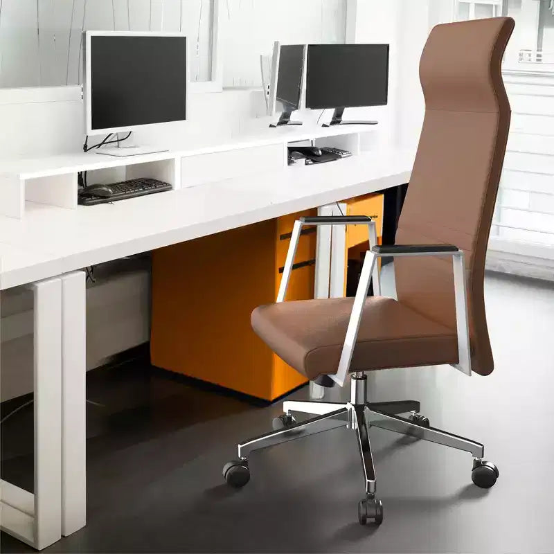 Sedia da ufficio ergonomica con schienale alto, supporto lombare, schienale in rete, girevole e regolabile in altezza