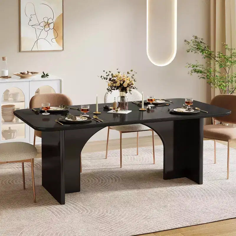 Tavolo da pranzo in legno massello stile rustico – Base a cavalletto, 6 posti, 152.4 L x 91.4 P x 76.2 A cm.