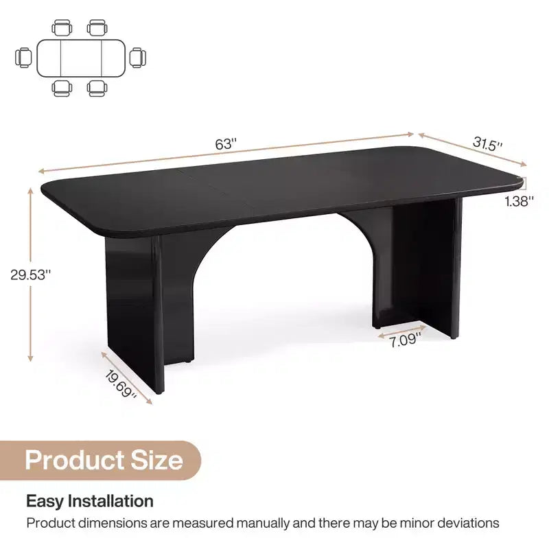 Tavolo da pranzo in legno massello stile rustico – Base a cavalletto, 6 posti, 152.4 L x 91.4 P x 76.2 A cm.