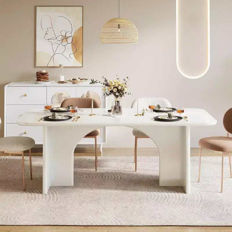 Tavolo da pranzo in legno massello stile rustico – Base a cavalletto, 6 posti, 152.4 L x 91.4 P x 76.2 A cm.