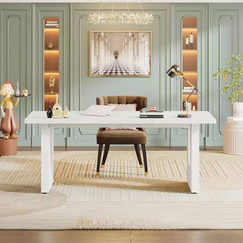 Scrivania direzionale moderna grande 180 cm, piano in MDF con struttura in metallo, per ufficio o studio domestico