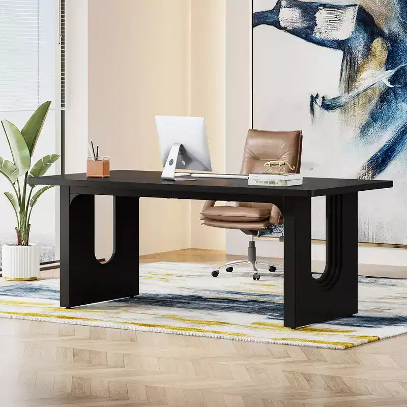 Scrivania direzionale moderna grande 180 cm, piano in MDF con struttura in metallo, per ufficio o studio domestico