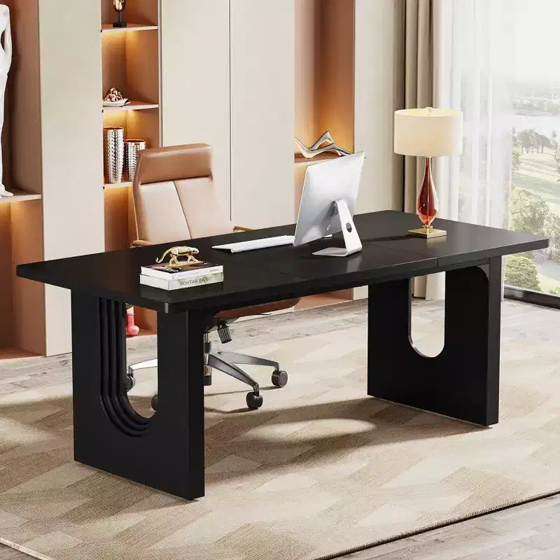 Scrivania direzionale moderna grande 180 cm, piano in MDF con struttura in metallo, per ufficio o studio domestico
