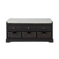 Storage Bench, Wooden Storage Bench Organizer with 3 Drawers and 3 Baskets, Entryway Shoe Bench with Cushion for Living Room, Hallway, Entryway