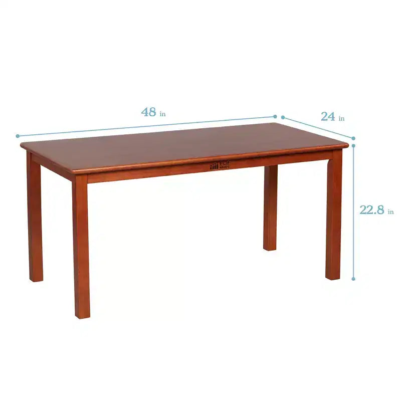 Tavolo rettangolare per bambini in legno di gomma, 122 x 61 x 58 cm, certificato GREENGUARD Gold, colori assortiti