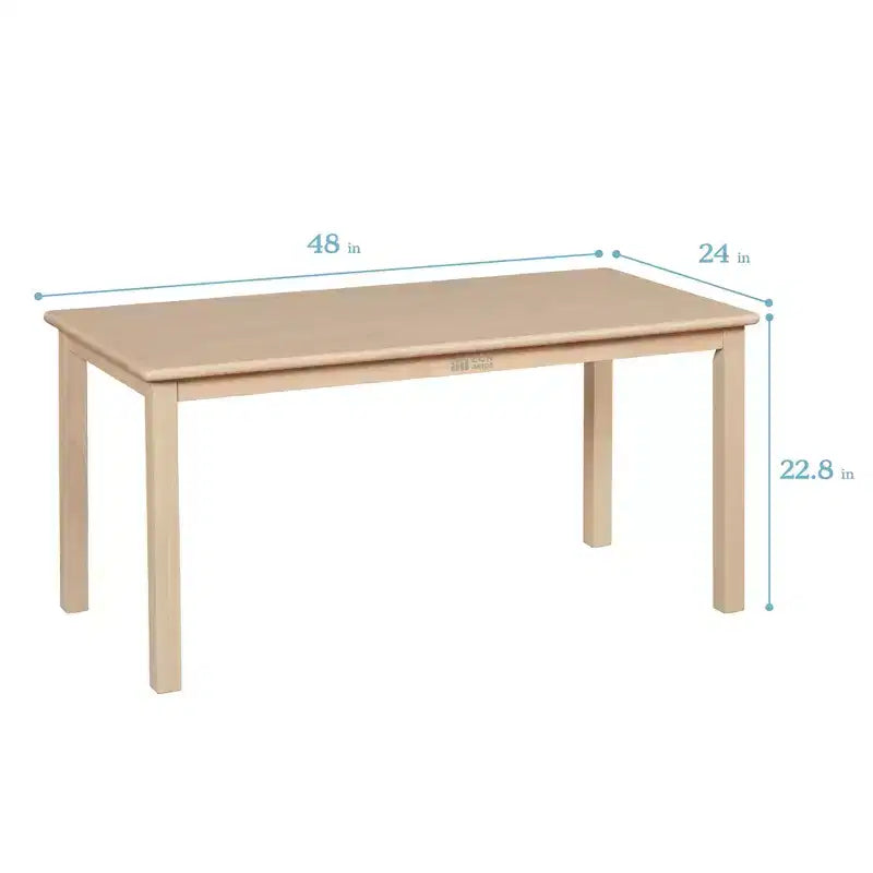Tavolo rettangolare per bambini in legno di gomma, 122 x 61 x 58 cm, certificato GREENGUARD Gold, colori assortiti